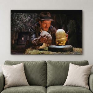Adventure Archeologist Canvas Print | Iconic Temple Idol Scene Wall Art | Classic 80s Movie Decor