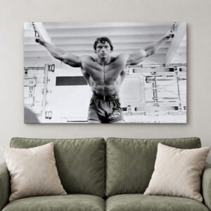 Arnold Schwarzenegger Fitness Pose Canvas Art | Motivation Fitness Gym Decor | Bodybuilding Legend Print