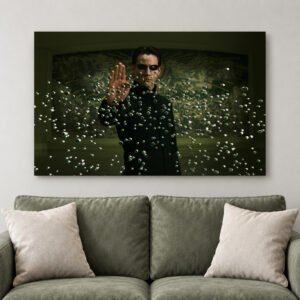 Bullet-Stop Scene Canvas Print | Dark Sci-Fi Hero Wall Art | Futuristic Action Moment Recreated on Premium Canvas