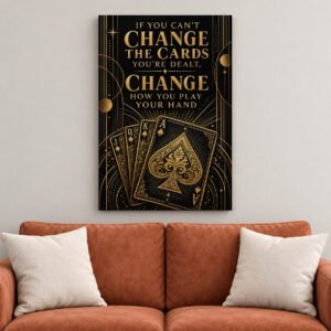 Change How You Play Your Hand Poker Cards canvas wall art over sofa