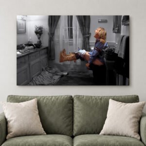 Dumb and Dumber Bathroom Scene Canvas, Funny Toilet Chaos Art, Classic Comedy Wall Decor