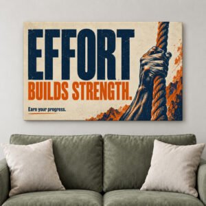 Effort Builds Strength Motivational Canvas Wall Art for Gym and Office Decor