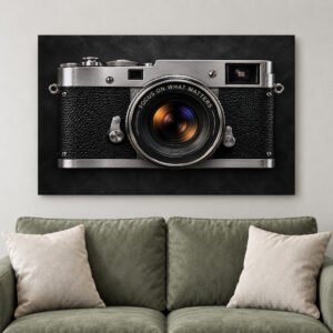 Focus On What Matters Canvas Wall Art, Vintage Camera Print, Photographer Studio Decor