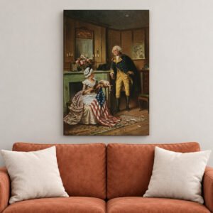 George Washington Betsy Ross canvas wall art over sofa