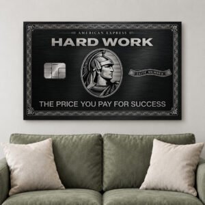 Hard Work Obsidian Elite Card Motivational Canvas Wall Art for Office Decor