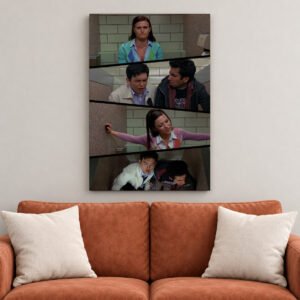 Harold and Kumar Bathroom Scene canvas wall art over sofa