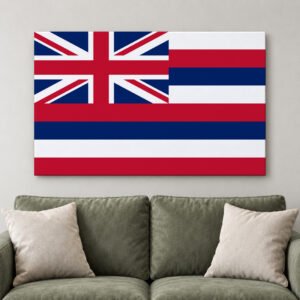 Hawaii Flag Canvas Wall Art, Hawaiian State Decor Print, Ka Hae Poster, Patriotic Island Home Decoration, Souvenir, Re
