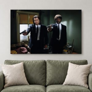Iconic Duo Hitman Canvas Art | 90s Cult Classic Movie Print | Pop Culture Film Decor