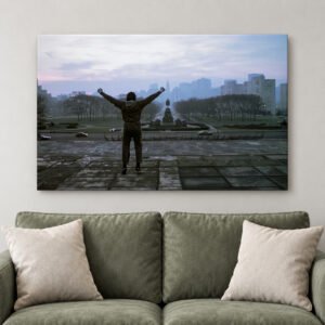 Italian Boxer Triumph Steps Motivation Canvas Art | Iconic Philadelphia Scene Print | Underdog Success Decor