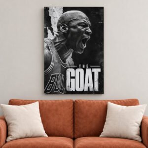 Jordan The GOAT canvas wall art over sofa