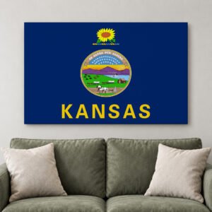 Kansas State Flag Canvas Wall Art, Patriotic Kansas Home Decor