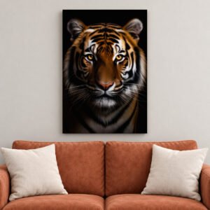 Majestic Tiger Face canvas wall art over sofa