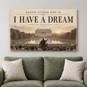 Martin Luther King Jr Canvas Wall Art, I Have A Dream Speech, Vintage Civil Rights Decor