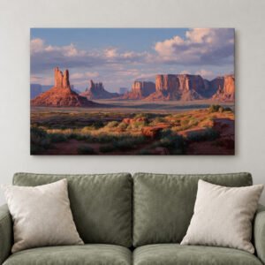 Monument Valley Canvas Print, Southwest Desert Landscape Wall Art, Rustic Western Decor