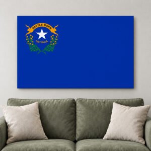 Nevada State Flag Canvas Wall Art, Battle Born Home Decor, Silver State Office Print, Large Las Vegas Souvenir, Ready
