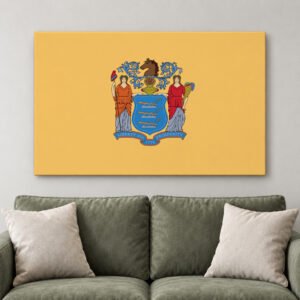 New Jersey State Flag Canvas Wall Art - NJ Home Decor Garden State Gift - Office Decoration - Large Patriotic Print