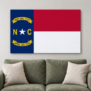 North Carolina Flag Canvas Wall Art - NC State Pride Decor - Patriotic American History Print - Large Framed Artwork for