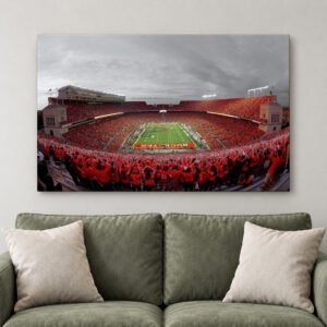 Ohio College Football Stadium Canvas Wall Art, Game Day Crowd Print, Red Stadium Fan Decor, Sports Arena Wall Art