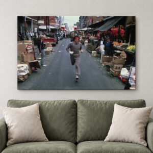 Philadelphia Boxing Training Canvas, Italian Boxer Movie Hero Running Scene, Motivational Gym Decor