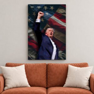 President Trump canvas wall art over sofa