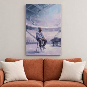 Ray Charles canvas wall art over sofa