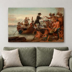 Roger Williams Landing Canvas Print, Colonial Rhode Island History Wall Art, Early America Decor