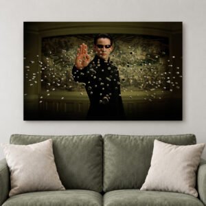 Sci Fi Action Scene Canvas Print, Futuristic Bullet Time Wall Art, Movie Room Decor