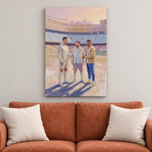 Soccer Legends canvas wall art over sofa