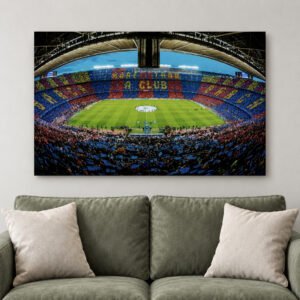 Spanish Soccer Stadium Canvas Art: Camp Nou Football Scene, Gallery Finish (, Durable Canvas, Dorm or Home Decor)