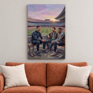 Teamwork Sports canvas wall art over sofa