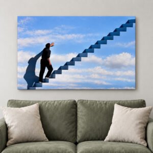 The Truman Show Canvas Wall Art, Stairway to the Sky Movie Scene Print, Jim Carrey Film Poster, Inspirational Living Roo