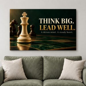 Think Big Lead Well Chess King Motivational Canvas Wall Art for Office Decor