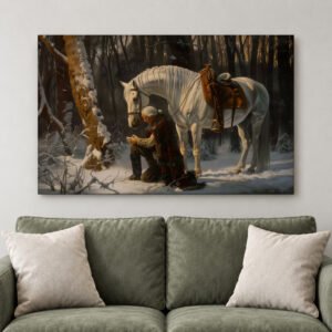 Valley Forge Print Canvas Art: Patriotic George Washington Praying - Colonial Era, USA History, Rolled or Stretched Canv
