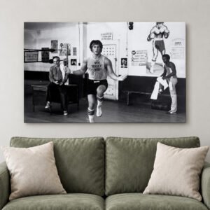 Vintage Boxing Training Canvas Art | Gym Motivation Movie Scene Print | Fighter Fitness Decor