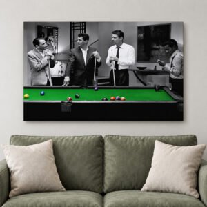 Vintage Pool Hall Canvas Art, Rat Pack Style Print, Classic Celebrity Wall Decor