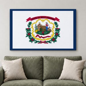 West Virginia State Flag Canvas Print, WV State Seal Wall Art, Mountain State Home Decor