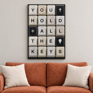 You Hold All The Keys Keyboard canvas wall art over sofa